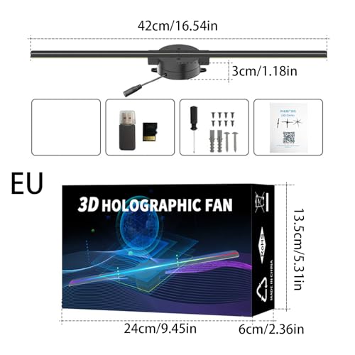 Ventilateur holographique haute résolution 2000 x 224 avec télécommande