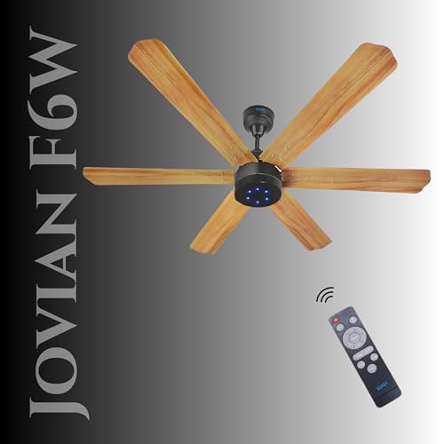 Image of XUGA Jovian F6W Premium Smart 1200mm, BEE 5-star BLDC fan,6 Blade,Remote Ceiling fan for Home, 100% Copper Motor,Energy Saving, High Air Delivery,LED Light, Wooden (Pack of 2)(5 Year Warranty)