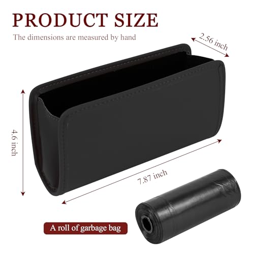 Image of Hovom Car Trash Can, Leather Waterproof Automotive Garbage Can with Trash Bag, Hanging Mini Vehicle Trash Bin, Small Auto Door Organizer Storage Pouch, Universal Car Accessories (Black)