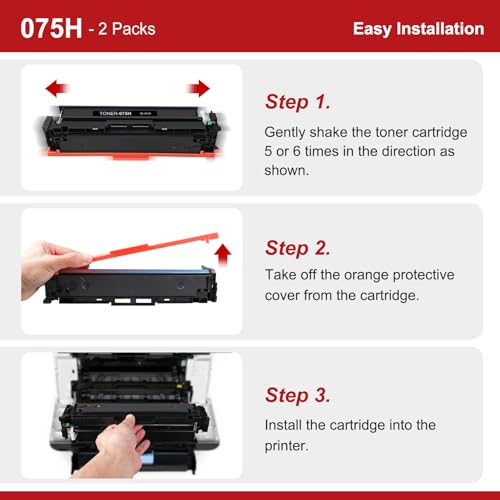 Image of 075H 075 Black Toner Cartridge LBP646Cdw MF665Cdw MF662Cdw MF663Cdw 1-Pack | Compatible for Canon 075 Black ImageCLASS LBP646Cdw MF665CDW MF662CDW MF663Cdw LBP647Cdw MF660c LBP640c Printer High Capacity