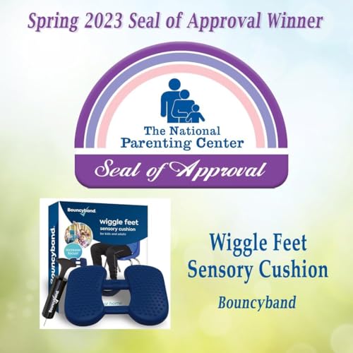 Image of Bouncyband Wiggle Feet, Dark Blue, 6 Pack - Sensory Foot Cushion Quietly Facilitates Movement to Help Improve Concentration - 12 inch x 9 inch x 2.5 inch Sensory Tool, Ideal for The Classroom, Work, or at Home