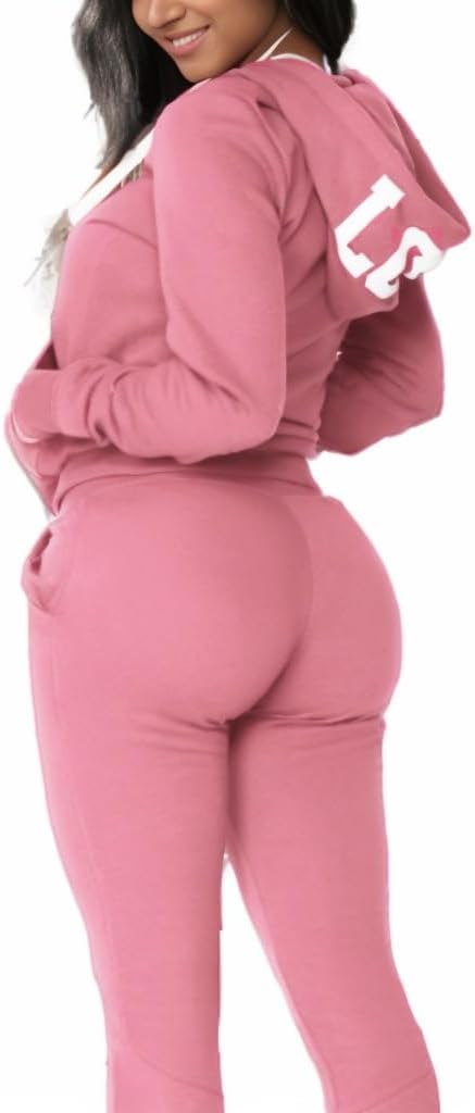 Tuveke Womens Tracksuit 2 Piece Outfits Fall Zip Hoodie Jogging Sweatsuit Long Sleeve Casual Sweat Suits Size S to 2XL - Image 2