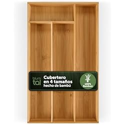 Accesorios Cajones Cocina Ikea Blumtal Bandeja de Cubiertos Se Adapta a Cajones de Cocina - Organizador de cubiertos extraible, 100% bambú natural, 4 Compartimentos
