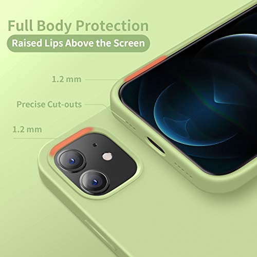 Cordking Designed for iPhone 12 Case, Designed for iPhone 12 Pro Case, Silicone Shockproof Phone Case with [Soft Anti-Scratch Microfiber Lining] 6.1 inch, Tea Green - Thumbnail 3