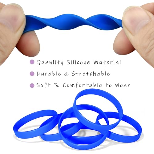 Image of Morcheiong 12 Pieces Silicone Bracelets- Dark-Blue Color Blank Rubber Wristbands for Adults Teen Party Favors