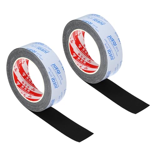 PATIKIL 1-3/8"W x 3/64" T x 16.4Ft EVA Single Sided Foam Tape, 2Pcs Multipurpose Sealing Strip Foam Waterproof Weather Stripping Foam Sealing Foam Strips with Adhesive for Door, Black