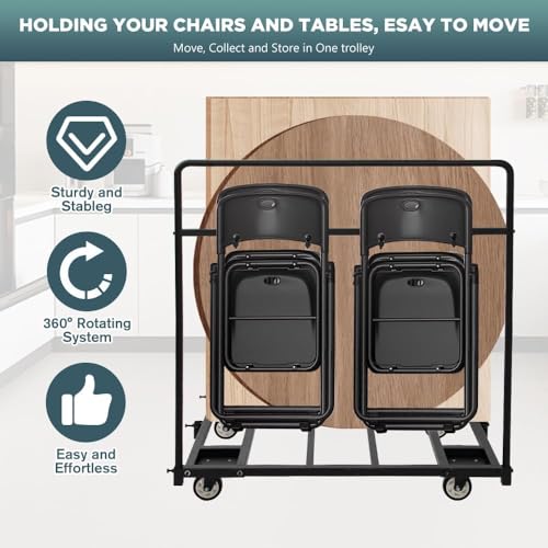 Chariot de rangement pour table et chaises pliantes robuste 226 kg - 4