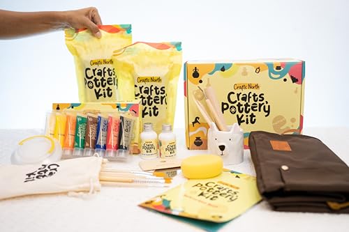 Crafts North Clay Pottery Kit for Adults and Kids – Complete Air-...