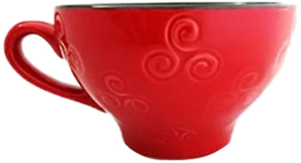 Bolées à cidre BZH Bretagne Rouges Triskells avec anses (6 Unité) en Métal, Durable et conserve la chaleur, Réutilisable, 25 centiliters, Tasse à boire, Bolée, Maison, Rond, Bowl