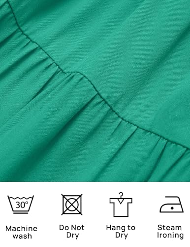 Image of ZESICA Women's Boho 2026 Summer Square Neck Puff Sleeve Off Shoulder Smocked Tiered Casual A Line Short Mini Dress