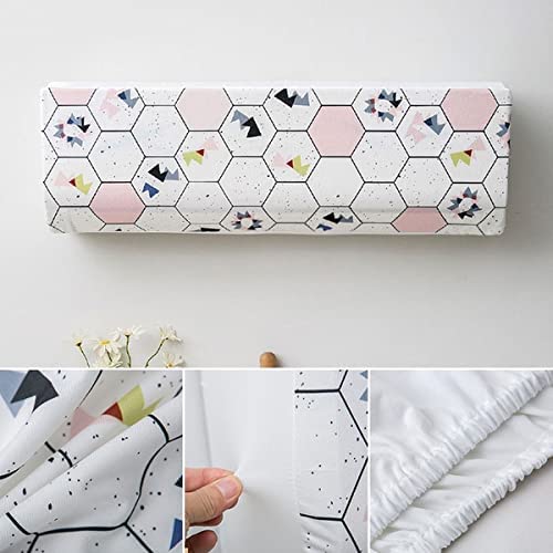 Image of DARSHANAM WORLD Beatiful Designer Ac Cover / / Cutest Printed Air Conditioning Dust Cover For Indoor & All Type AC Split Covers / / Colorfull Folding Designer Ac Cover (Pink & White Hexagon 1 Ton)