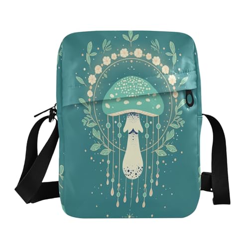 Green Mushroom Simple messenger bag for women crossbody mens crossbody women's crossbody handbags Adjustable Strap for Casual School