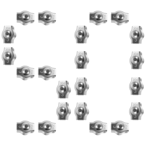 US 50Pcs Wire Rope Clip Stainless Steel Wire Cable Clamp M3 Simplex Single Bolt Wire Rope Clamp Rustproof Fastener Cable Clamp Clip for 1/8 Inch Wire Rope(silver)