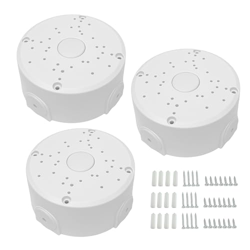 Gzrundax Universal Junction Box for Dome and Bullet IP Security Cameras White ABS Plastic Rainproof Round 3 Pack
