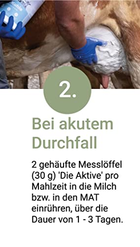 PecuVital DIE AKTIVE - Diätfutter gegen Kälberdurchfall [hochverträglich] 1 kg Vorbeugung & Behandlung von Durchfall - Elektrolyte, Vitamine, Zink, Eisen, Omega 3 & Energie für geschwächte Kälber