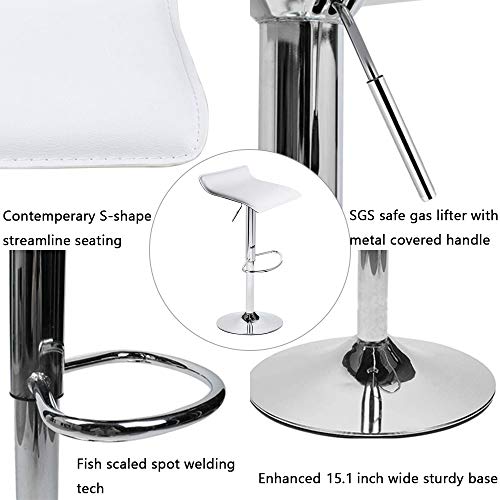 Adjustable Bar Stools, Adjustable Pu Leather Bar Stool Counter Swivel Chrome Bistro Dining Chair Set Of 2 (White, 1) #TOP3
