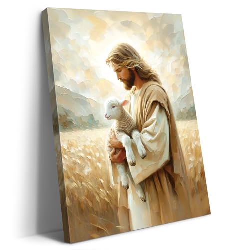 Artscope Jesus and Lamb Christian Wall Art Canvas Prints - Jesus Saves the Lost Lamb Christian Canvas Wall Art for Prayer Room Baptism Serenity Prayer Church Decor - 30 x 40 CM Artscope Jesus and Lamb Christian Wall Art Canvas Prints - Jesus Saves the Lost Lamb Christian Canvas Wall Art for Prayer Room Baptism Serenity Prayer Church Decor - 30 x 40 CM