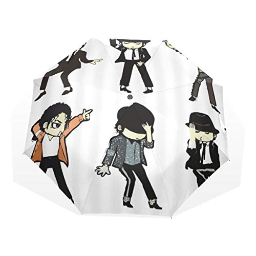 Preisvergleich Produktbild LASINSU Regenschirm,Michael Jackson Cartoon SängerFaltbar Kompakt Sonnenschirm UV Schutz Winddicht Regenschirm
