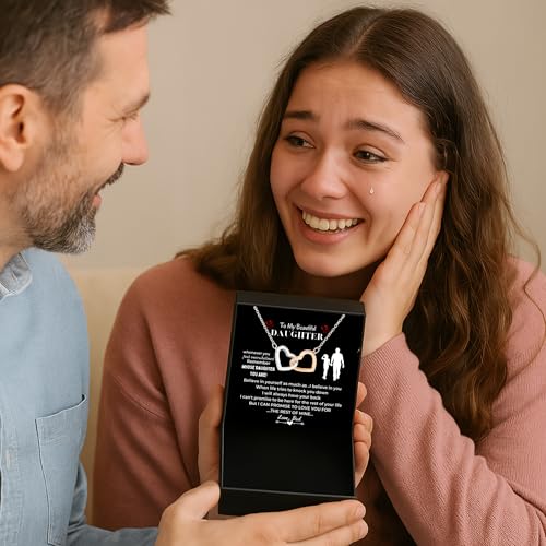 LOTUS-A Silver Necklace Daughter Gifts from Dad - S925 Interlock Heart Necklace with a Message Card Present to My Grown Teen Girls from Father on Daughter's Mother's Day Christmas Birthday Graduation4