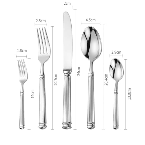 Zestaw sztućców ze stali nierdzewnej 304, 30-częściowy zestaw sztućców do domu i restauracji, noże do steków, widelce i łyżki, elegancka zastawa stołowa do jadalni