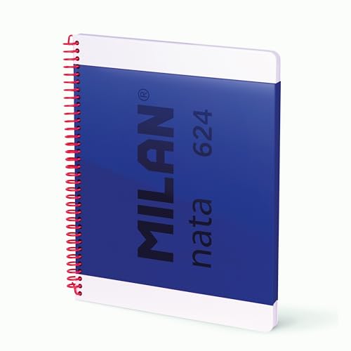 MILAN® Cuaderno A4 con espiral y tapa dura, papel cuadriculado, 80 hojas nata®, azul