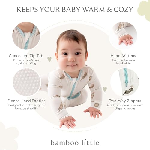Image of Bamboo Little Soft Baby Footie Pajamas, Baby Clothes, Newborn Sleepers, 95% Viscose and 5% Spandex, 0-24 Months