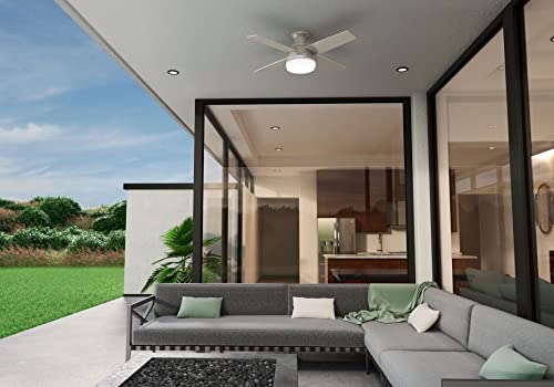 Hunter 44 inch Outdoor or Indoor Ceiling Fan with LED Light and Remote Control - Low Profile Mount Ceiling Fan, 4 Blades, For Patio, Porch, Garage, or Living Room, Quiet - Dempsey 50400, Matte Black thumbnail 2