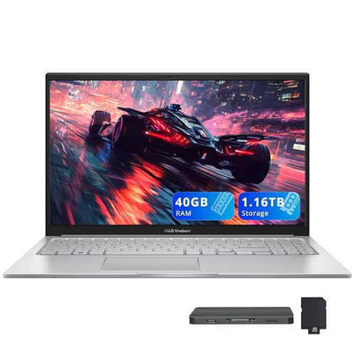 Image of ASUS Vivobook 15.6 inch FHD IPS Laptop, Intel Core 5 120U, 40GB RAM, 1.16TB Storage (1TB SSD+160GB Docking Station Set), Intel Graphics, Numeric Keypad, 720p HD Camera, Wi-Fi 6, Windows 11, Silver