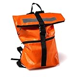 wasserabweisend moritzhome Kurierrucksack Paris aus gebrauchter Hüpfburgplane, mit einer Tasche vorne und einer Tasche im Inneren des Rucksackes (orange)