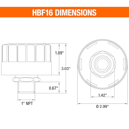 Image of Buyers Products HBF16 DC Hydraulic Power Unit Breather Cap, Free Flow Ventilator for Reservoir, Oil-Resistant, 1 NPT