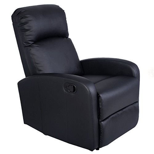 Giantex Massage Recliner Chair, PU Leather Single Sofa Recliner, Heavy Padded Seat, 5 Vibration Modes, Home Theater Seating for Modern Living Room