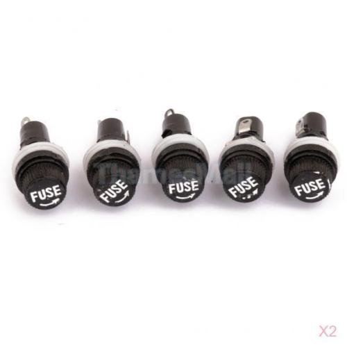 10 PCS 5 * 20mm Glass Fuse Holders Black Insurance Tube Socket Fuse Holder for Insurance Panel Mount Fuse Holder