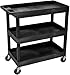 Luxor EC111-B Tub Storage Cart 3 Shelves - Black,32" x 18"