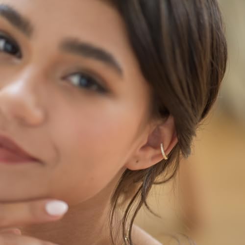 Sterling Silver 12mm CZ Pave Small Hoop Huggie Earrings Ear Cuffs2