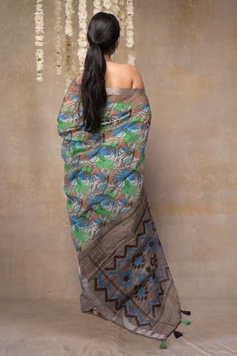 Image of MIRCHI FASHION Saree for Woman Cotton Blend Printed | Traditional Ethnic Sari for Ceremonial Use and Farewell with Blouse Piece