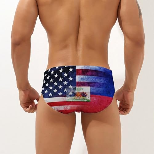 U.S. and Flag Printed Swim Briefs for Men Sexy Bikini Swimwear Elastic Beach Trunks Bathing Suit3