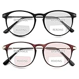 zooxsky 2 Pack Round Bifocal Reading Glasses for Women Men Clear Top Bi-focal Readers Far/Near Dual-use Computer Eyeglasses+2.00