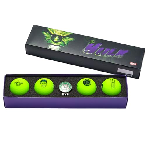 Volvik Vivid Marvel Golf Ball Gift Sets (4 Pack) (Hulk)