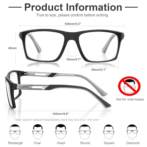 Image of CARA Progressive Multifocus Reading Glasses for Men No-Line Blue Light Blocking Computer Readers With Aluminum Temples, 2.50x