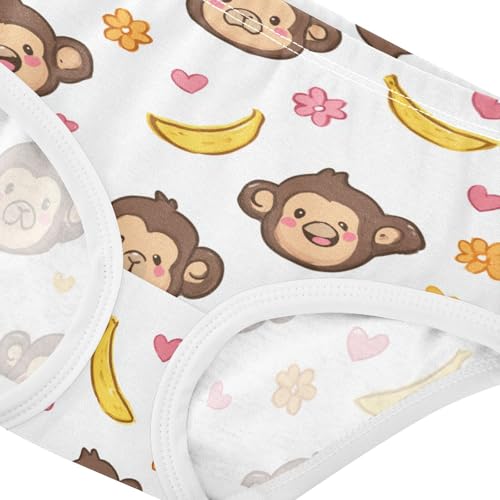 Wusikd Cute Monkey Girls' Underwear Cotton Banana Flowers Girls Briefs Soft Toddler Underwear 2T4
