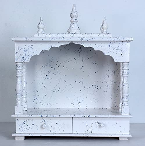 Royal Kurta Devyom Rajasthani Ethnic Handcrafted Wooden Temple/Mandir/Pooja Ghar/Mandapam Size - 18x12x24 Inch (White-Print)