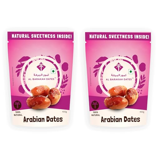 Image of Al Barakah Arabian Dates 800g (400gram Pack Of 2) | Authentic Khalas Dates | Naturally Sweet & Delicious | Healthy Snack | Perfect for Gifting & Recipes