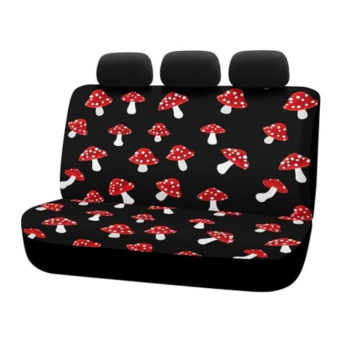 Housses de siège arrière de voiture motif champignons rouges pour auto et SUV