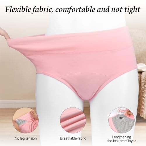 Image of Leak Proof Panties for Women Over 60, High Waisted Women's Incontinence Panties, Washable Ladies Period Underwear.
