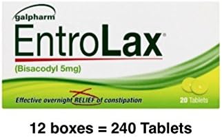 Galpharm Entrolax (Bisacodyl 5mg) Effective overnight relief of constipation - 20 x 12 = 240 tablets