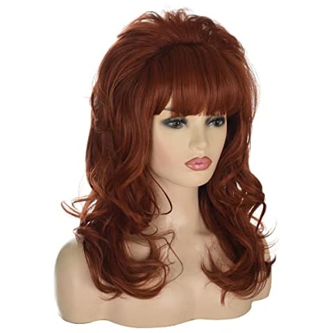 80er Jahre Hausfrau Perücke FVCENT Große Bouffant Haar Lange Wellige Klassische Bienenstock Perücken Cover