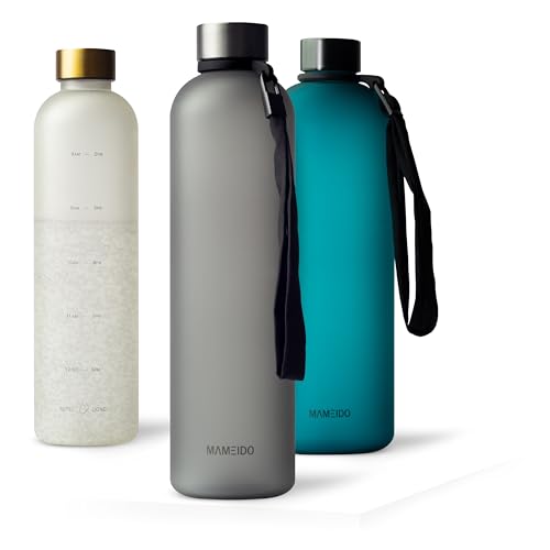 MAMEIDO Trinkflasche 1 l & 1,5 l Carbon Grey – Wasserflasche Design Kunststoff mit...