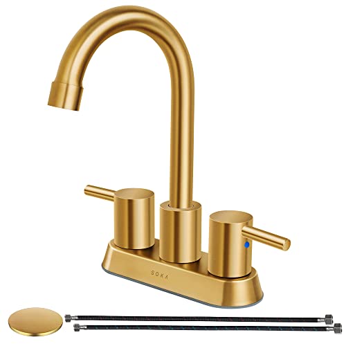 SOKA SK18002AR Bathroom Sink faucets, Straight - Lever, Gold + S SOKA SK18002AR Bathroom Sink faucets, Straight - Lever, Gold + S