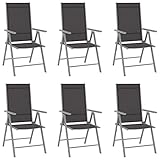 Kllappbares Design vidaXL 6X Gartenstuhl Klappbar Hochlehner Klappstuhl Campingstuhl Stuhl Stühle Gartenmöbel Balkonstuhl Strandstuhl Textilene Schwarz