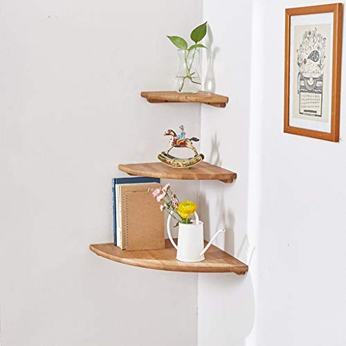 LIN HE SHOP Effen Hout Eiken Rond Einde 1 STKS Drijvende Hoek Plank Muur gemonteerd Opbergplank Organizer Hoek plank… - Image 4